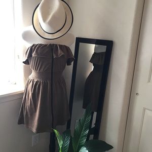 Foreign Exchange Brown Strapless Zipper Dress Sz Small EUC